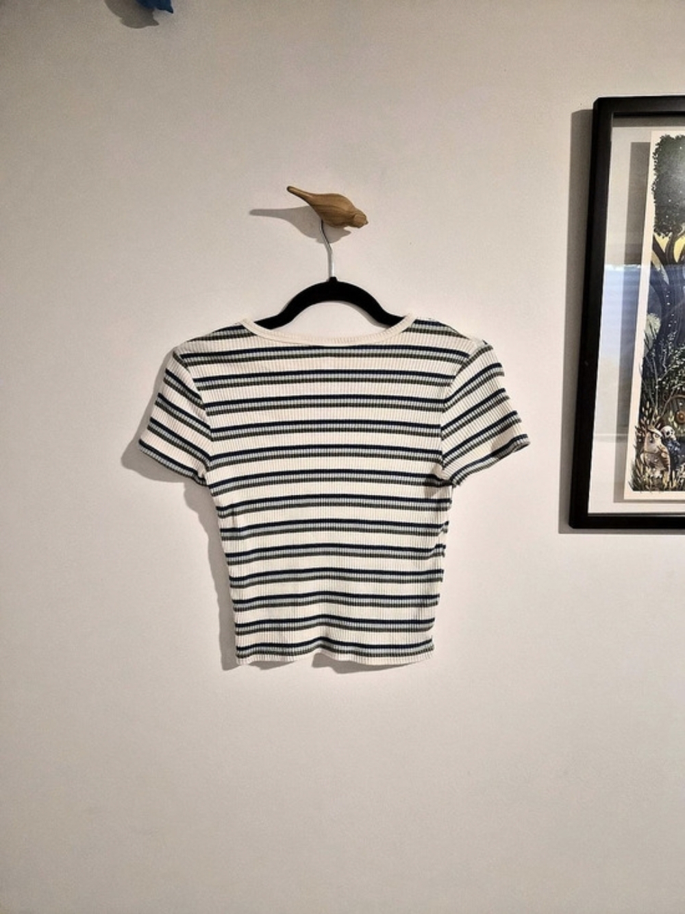 FiveStar Striped Short Sleeve Top in White & Blue -  L